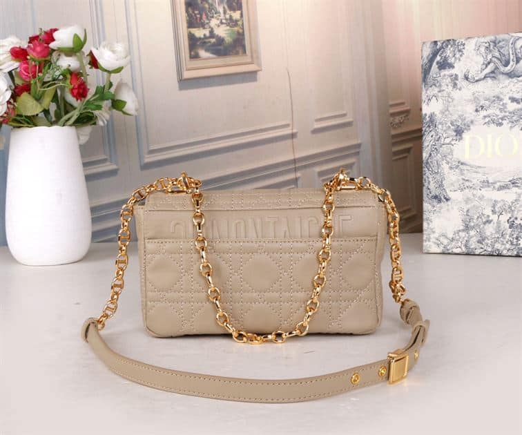 DIOR SMALL DIOR CARO BAG BEIGE SUPPLE CANNAGE CALFSKIN – DOB120
