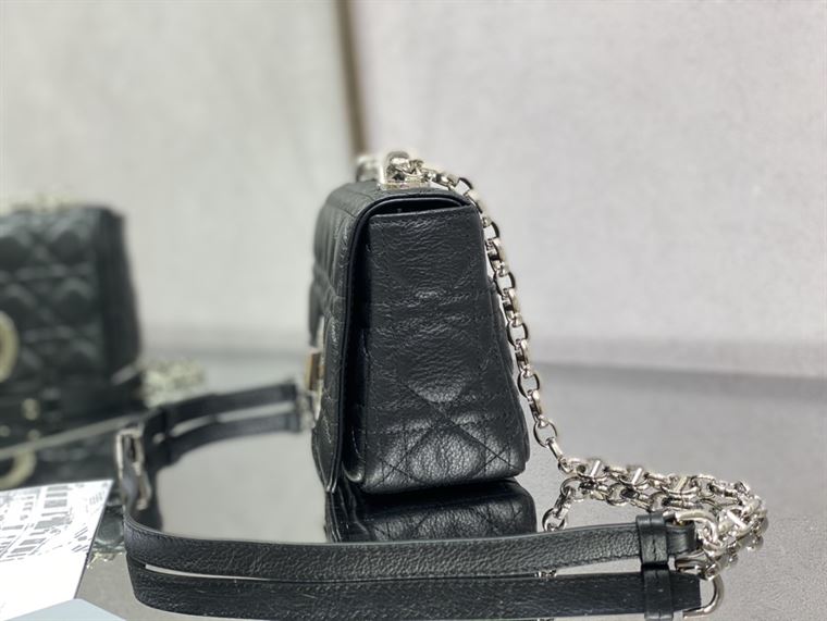 DIOR SMALL DIOR CARO BAG BLACK SUPPLE CANNAGE CALFSKIN – DOB117