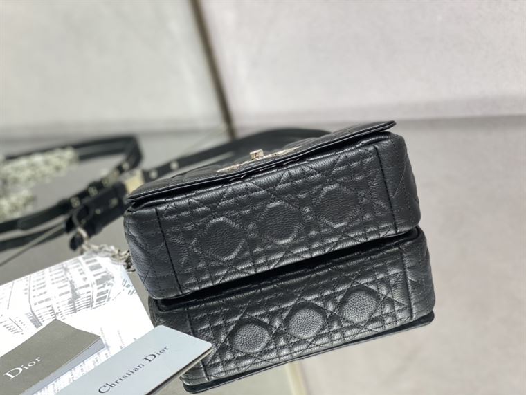 DIOR SMALL DIOR CARO BAG BLACK SUPPLE CANNAGE CALFSKIN – DOB117