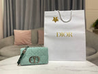 DIOR SMALL DIOR CARO BAG BLUE SUPPLE CANNAGE CALFSKIN – DOB074