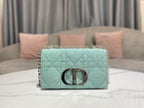 DIOR SMALL DIOR CARO BAG BLUE SUPPLE CANNAGE CALFSKIN – DOB074
