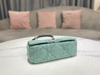 DIOR SMALL DIOR CARO BAG BLUE SUPPLE CANNAGE CALFSKIN – DOB074