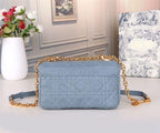 DIOR SMALL DIOR CARO BAG BLUE SUPPLE CANNAGE CALFSKIN – DOB121
