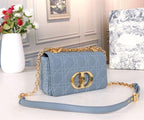 DIOR SMALL DIOR CARO BAG BLUE SUPPLE CANNAGE CALFSKIN – DOB121