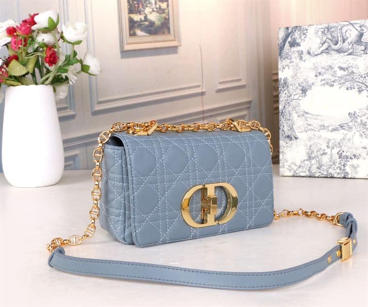DIOR SMALL DIOR CARO BAG BLUE SUPPLE CANNAGE CALFSKIN – DOB121