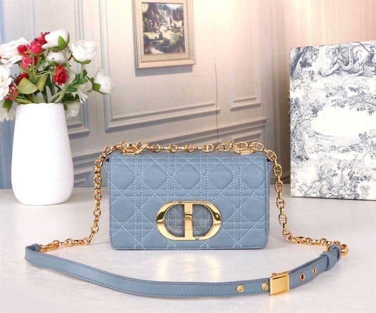 DIOR SMALL DIOR CARO BAG BLUE SUPPLE CANNAGE CALFSKIN – DOB121
