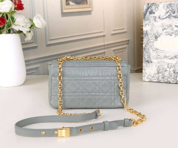 DIOR SMALL DIOR CARO BAG ETHEREAL GRAY SUPPLE CANNAGE CALFSKIN – DOB122