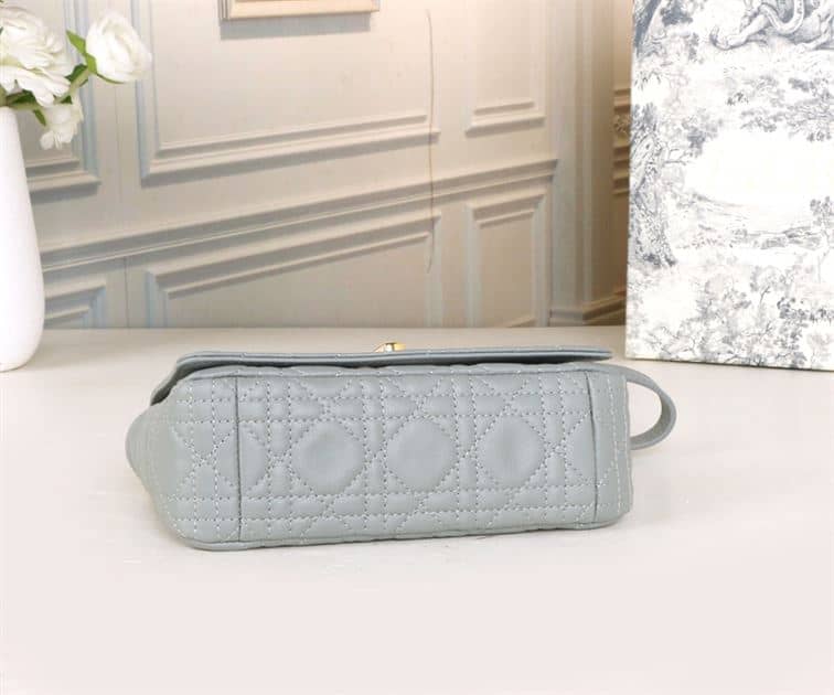 DIOR SMALL DIOR CARO BAG ETHEREAL GRAY SUPPLE CANNAGE CALFSKIN – DOB122