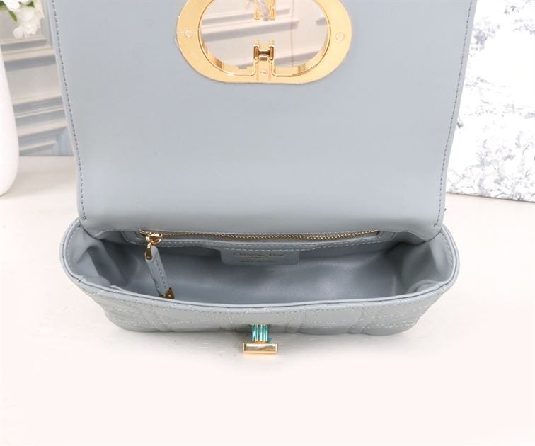 DIOR SMALL DIOR CARO BAG ETHEREAL GRAY SUPPLE CANNAGE CALFSKIN – DOB122