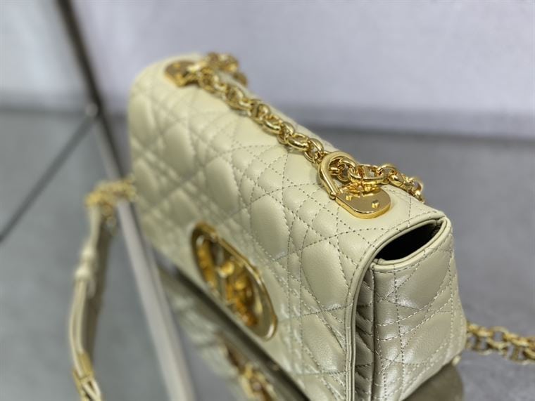DIOR SMALL DIOR CARO BAG GOLD STONE SUPPLE CANNAGE CALFSKIN – DOB118