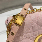 DIOR SMALL DIOR CARO BAG ROSE DES VENTS SUPPLE CANNAGE CALFSKIN – DOB075
