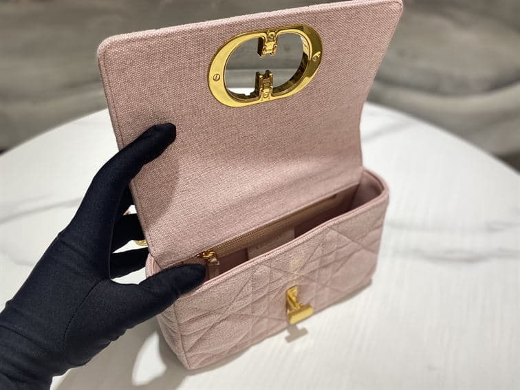 DIOR SMALL DIOR CARO BAG ROSE DES VENTS SUPPLE CANNAGE CALFSKIN – DOB075