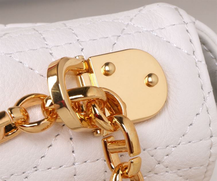 DIOR SMALL DIOR CARO BAG WHITE SUPPLE CANNAGE CALFSKIN – DOB119