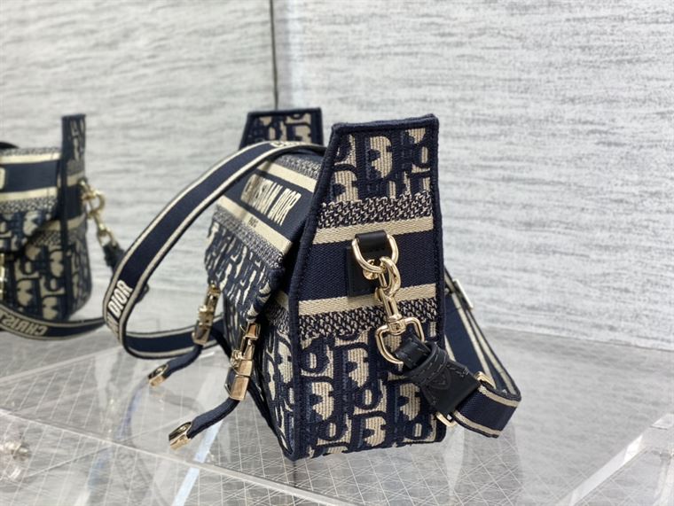 DIOR SMALL DIORCAMP BAG BLUE DIOR OBLIQUE EMBROIDERY – DOB076