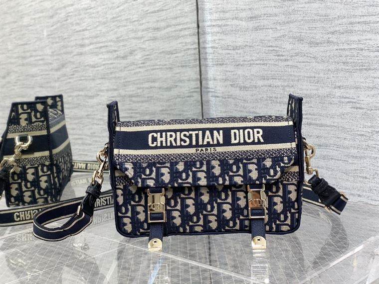 DIOR SMALL DIORCAMP BAG BLUE DIOR OBLIQUE EMBROIDERY – DOB076