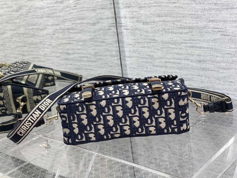DIOR SMALL DIORCAMP BAG BLUE DIOR OBLIQUE EMBROIDERY – DOB076