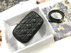 DIOR SMALL DIORTRAVEL VANITY CASE BLACK CANNAGE LAMBSKIN – DOB123
