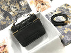 DIOR SMALL DIORTRAVEL VANITY CASE BLACK CANNAGE LAMBSKIN – DOB123