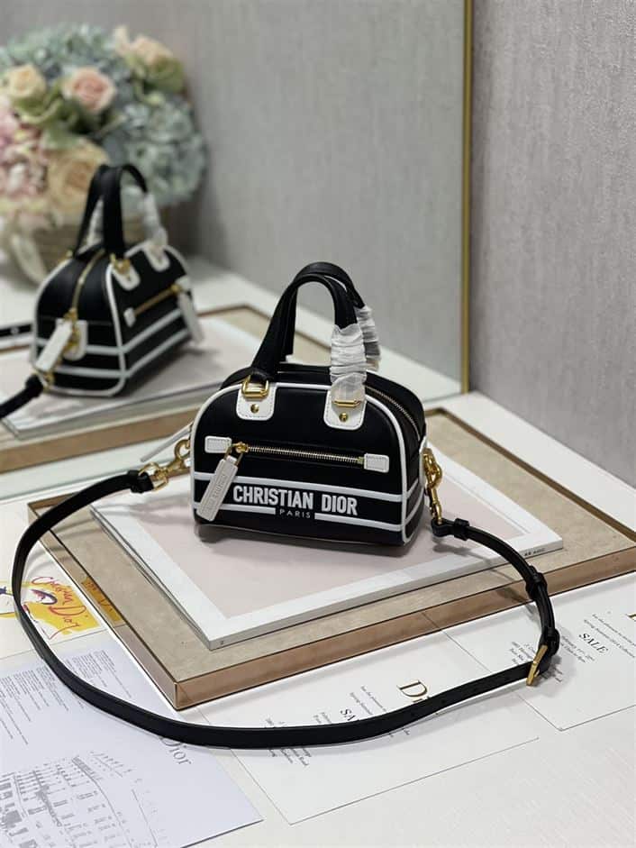 DIOR VIBE ZIP BOWLING MICRO BAG BLACK CALFSKIN – DOB095