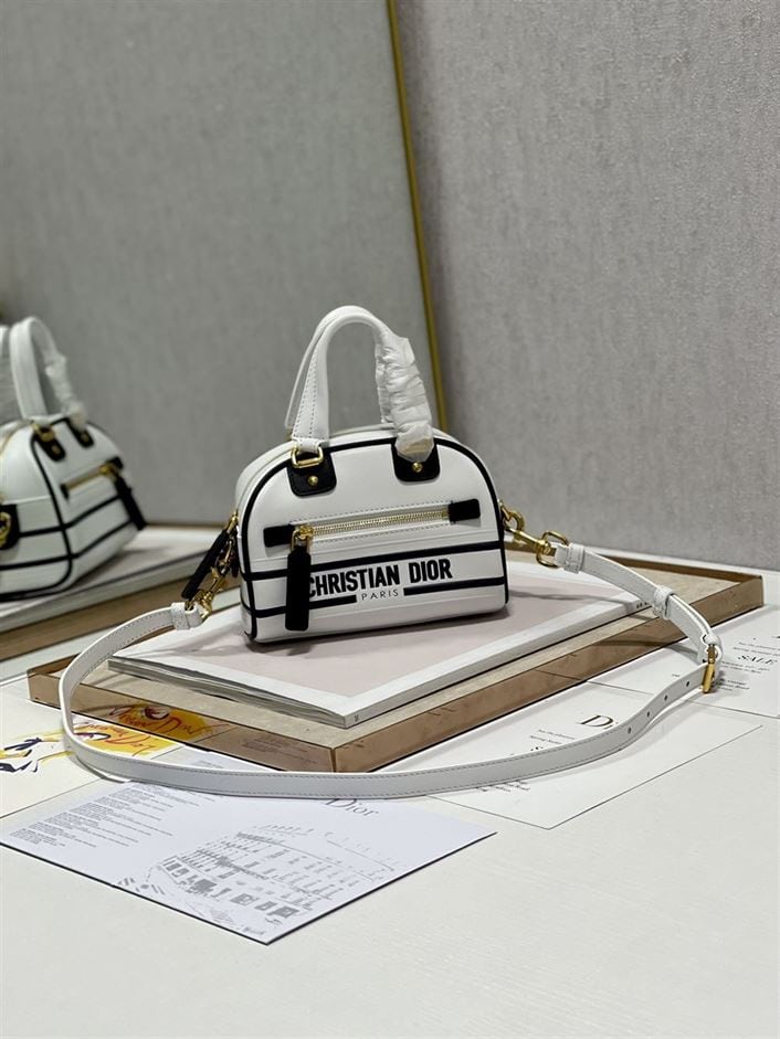 DIOR VIBE ZIP BOWLING MICRO BAG WHITE CALFSKIN – DOB094