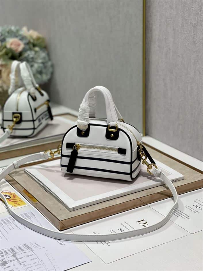DIOR VIBE ZIP BOWLING MICRO BAG WHITE CALFSKIN – DOB094