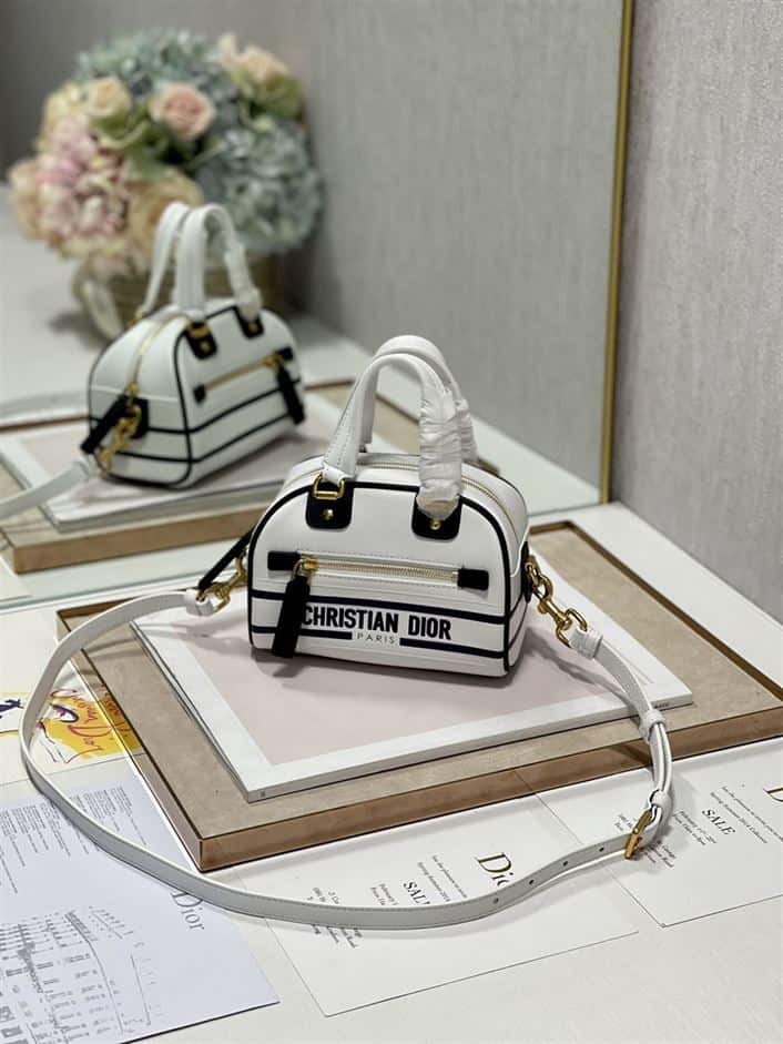 DIOR VIBE ZIP BOWLING MICRO BAG WHITE CALFSKIN – DOB094