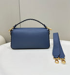 FENDI BAGUETTE BLUE SELLERIA BAG WITH OVERSIZE TOPSTITCHING – F029