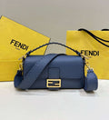 FENDI BAGUETTE BLUE SELLERIA BAG WITH OVERSIZE TOPSTITCHING – F029