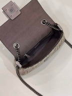 FENDI BAGUETTE CHAIN MIDI DARK GREY FF TAPESTRY FABRIC BAG – F026
