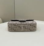 FENDI BAGUETTE CHAIN MIDI DARK GREY FF TAPESTRY FABRIC BAG – F026