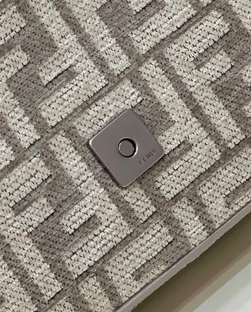 FENDI BAGUETTE CHAIN MIDI DARK GREY FF TAPESTRY FABRIC BAG – F026