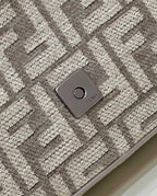 FENDI BAGUETTE CHAIN MIDI DARK GREY FF TAPESTRY FABRIC BAG – F026