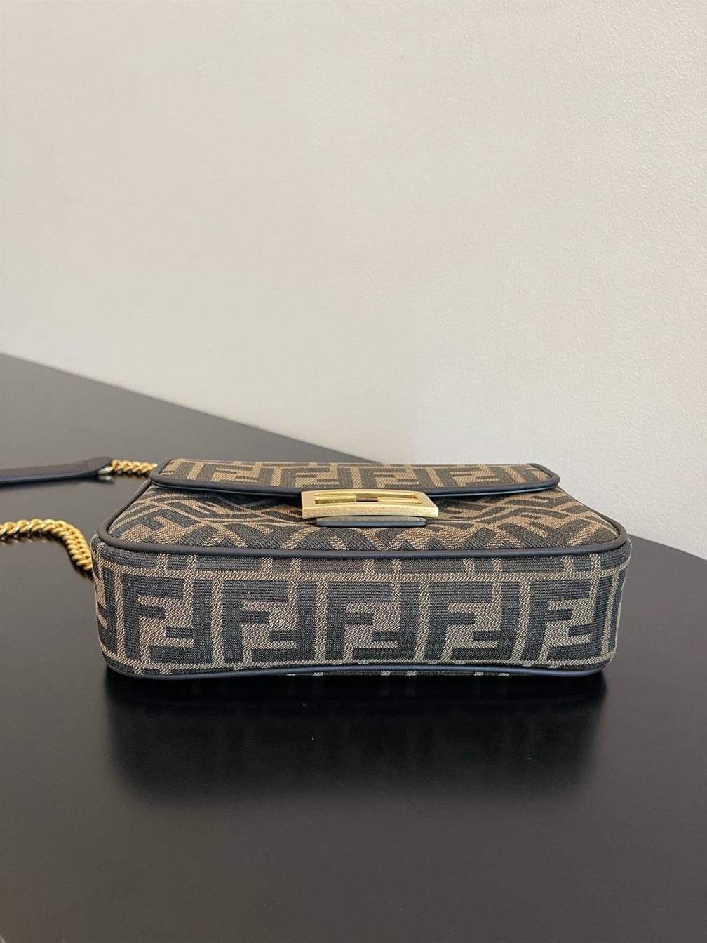 FENDI BAGUETTE CHAIN MIDI JACQUARD FF FABRIC BAG – F002