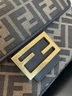 FENDI BAGUETTE CHAIN MIDI JACQUARD FF FABRIC BAG – F002