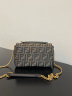 FENDI BAGUETTE CHAIN MIDI JACQUARD FF FABRIC BAG – F002