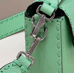 FENDI BAGUETTE GREEN SELLERIA BAG WITH OVERSIZE TOPSTITCHING – F031