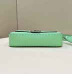FENDI BAGUETTE GREEN SELLERIA BAG WITH OVERSIZE TOPSTITCHING – F031