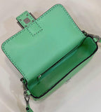 FENDI BAGUETTE GREEN SELLERIA BAG WITH OVERSIZE TOPSTITCHING – F031