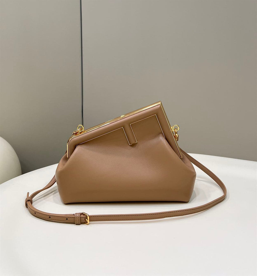 FENDI FIRST SMALL BROWN LEATHER BAG – F052