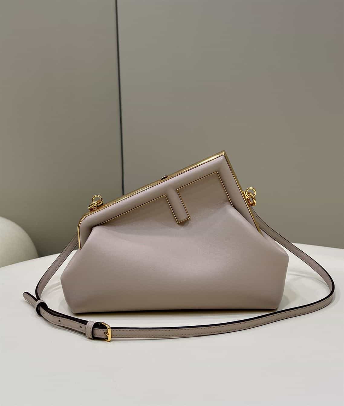 FENDI FIRST SMALL DOVE GREY LEATHER BAG – F050