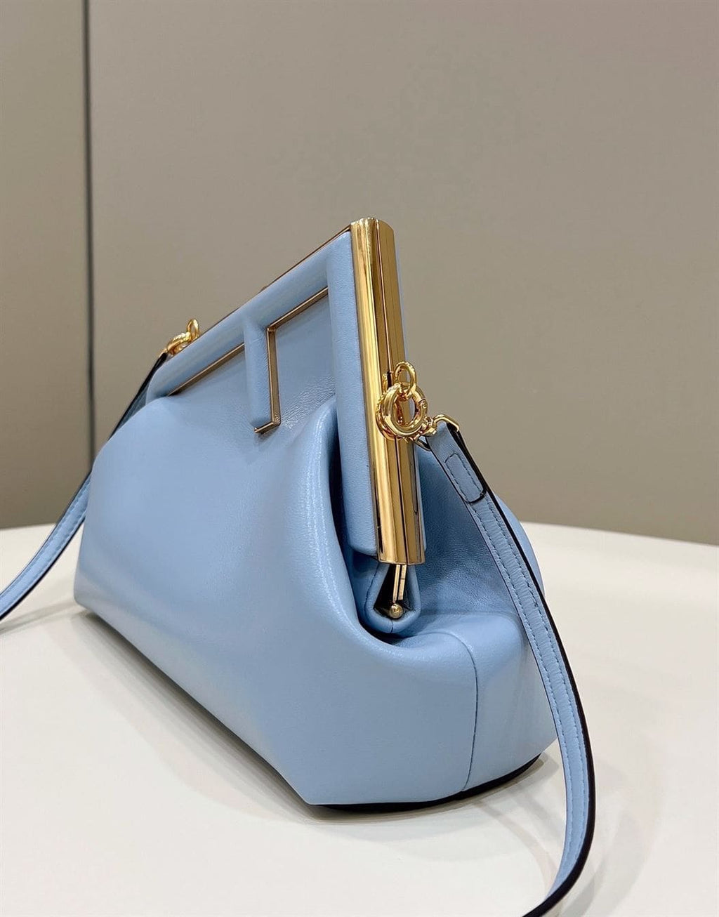 FENDI FIRST SMALL LIGHT BLUE LEATHER BAG – F051