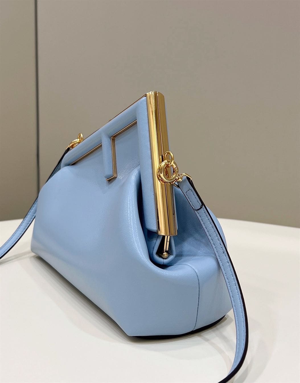 FENDI FIRST SMALL LIGHT BLUE LEATHER BAG – F051