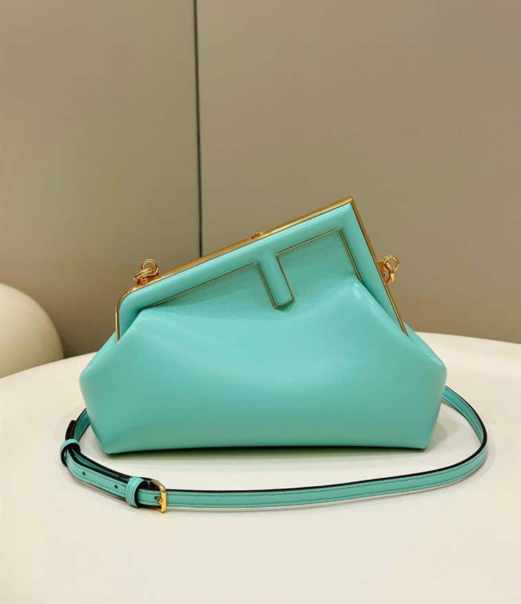 FENDI FIRST SMALL TURQUOISE LEATHER BAG – F047