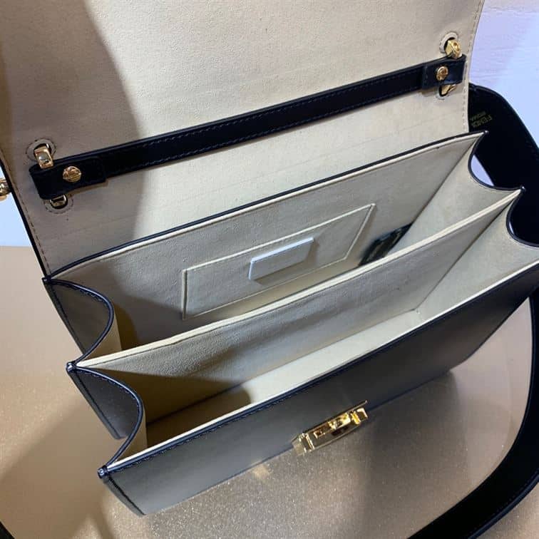 FENDI KAN I BLACK LEATHER BAG – F004