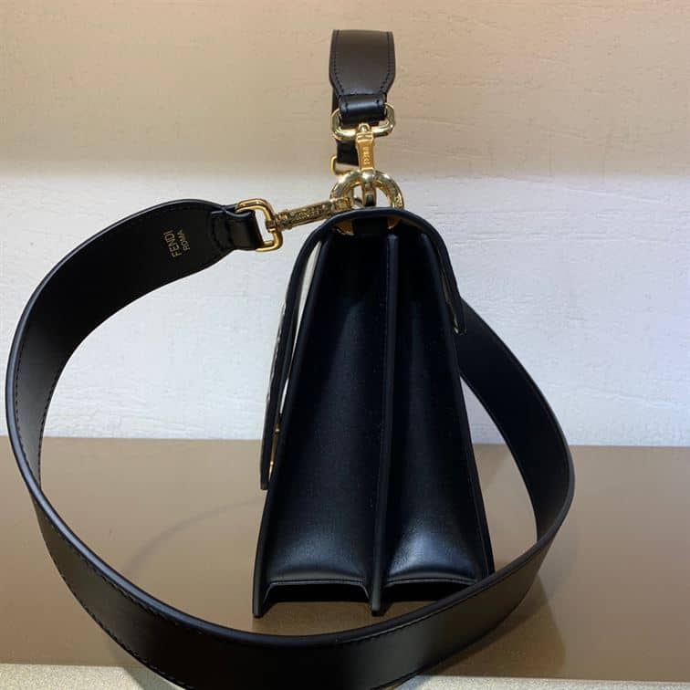 FENDI KAN I BLACK LEATHER BAG – F004