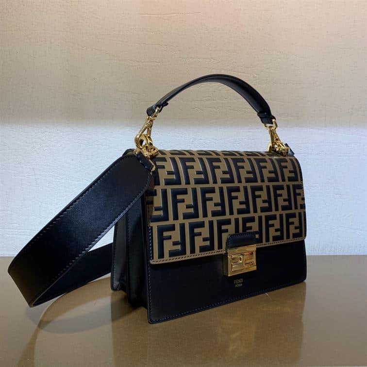 FENDI KAN I BLACK LEATHER BAG – F004