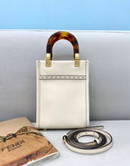FENDI MINI SUNSHINE SHOPPER WHITE LEATHER MINI BAG – F012