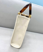 FENDI MINI SUNSHINE SHOPPER WHITE LEATHER MINI BAG – F012