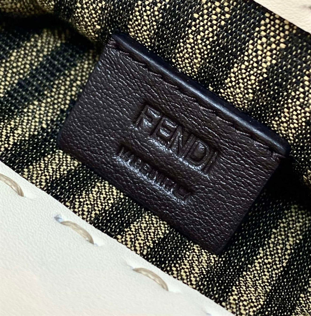FENDI MINI SUNSHINE SHOPPER WHITE LEATHER MINI BAG – F012