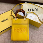 FENDI MINI SUNSHINE SHOPPER YELLOW LEATHER MINI BAG – F013